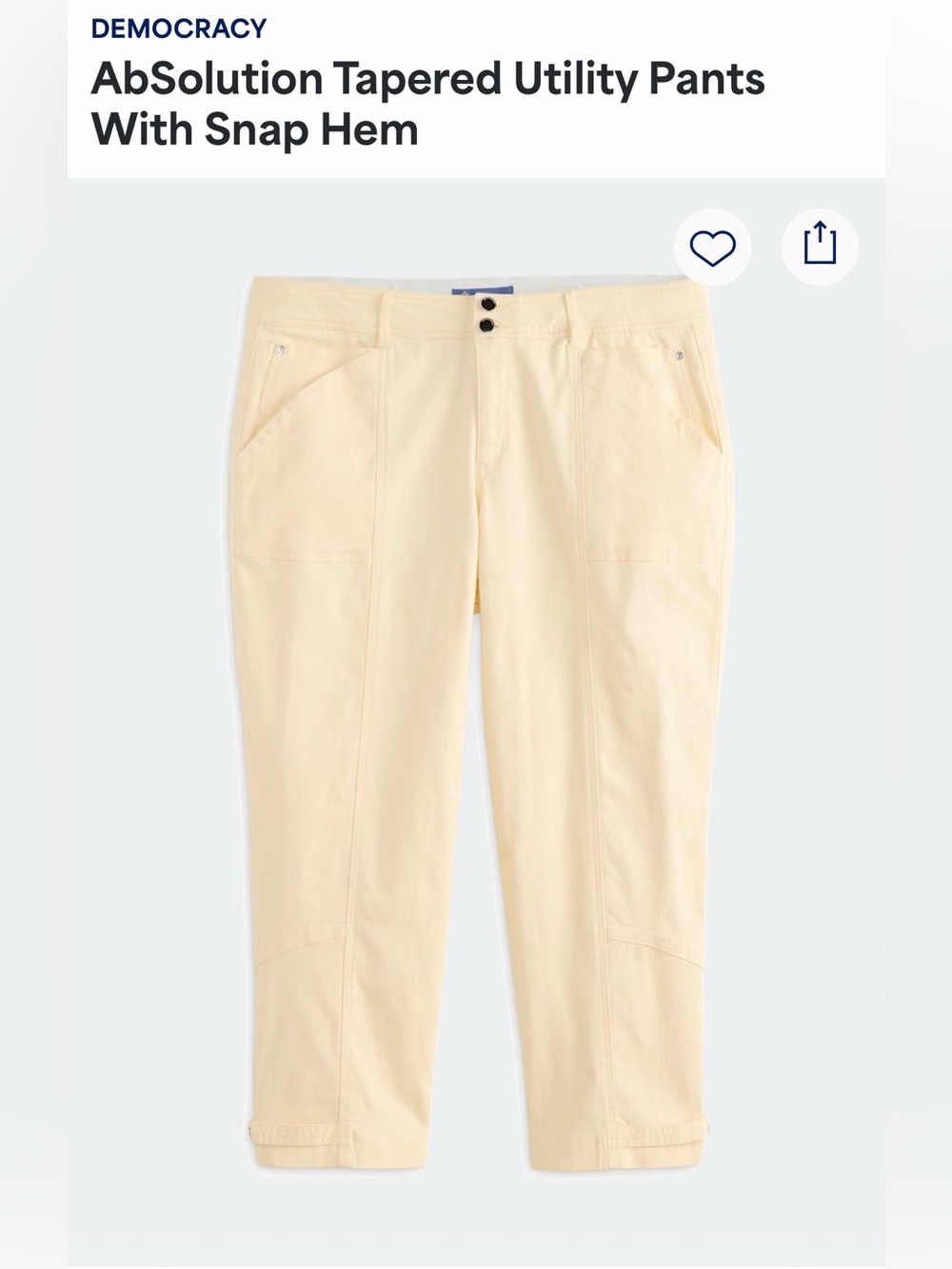 Democracy Ab Solution Yellow Cropped Utility Pants 18W Adjustable Hem